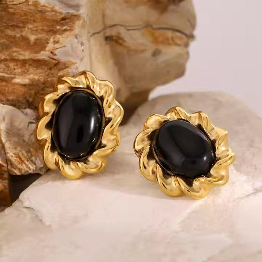 Onyx Fleur Earrings